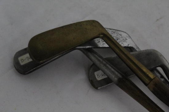 4 PUTTERS - 1 BRASS HEAD