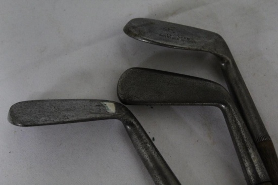3 WOOD SHAFT CLUBS - S & C MERION MASHIE NIBLICK, J. MACGREGOR SMOOTH FACE