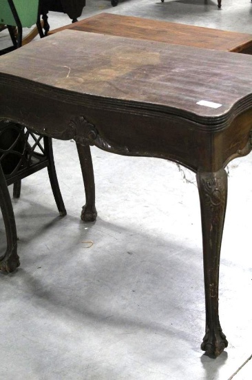 MAHOGANY CHIPPENDALE-STYLE EXTENSION TABLE WITH CARVING, 38" X 20"
