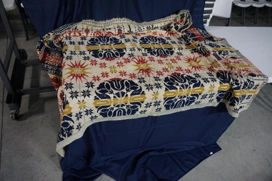 "1847 D. COSLEY" SIGNED COVERLET, (4) QUILTS