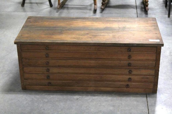 PINE 6-DRAWER DOCUMENT CABINET, 39" X 19"