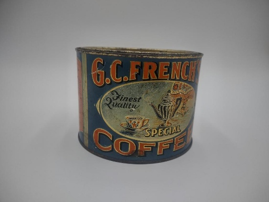 HARD-TO-FIND G.C. FRENCH'S COFFEE CAN, SPRINGFIELD, OH., ORIGINAL LID
