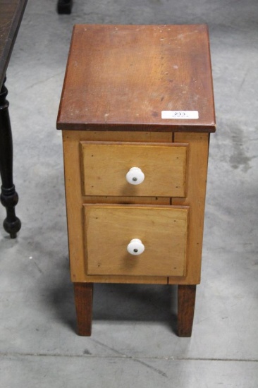 HOMEMADE 2-DRAWER STAND, 15.5" X 11.5" X 23"