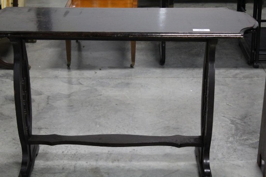 PLYWOOD MAGAZINE STAND, MAHOGANY SOFA TABLE, 16" X 46" X 30"