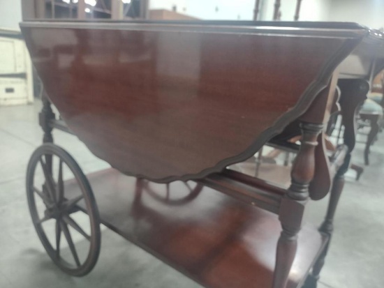 MAHOGANY 1-DRAWER DROPLEAF SERVING CART