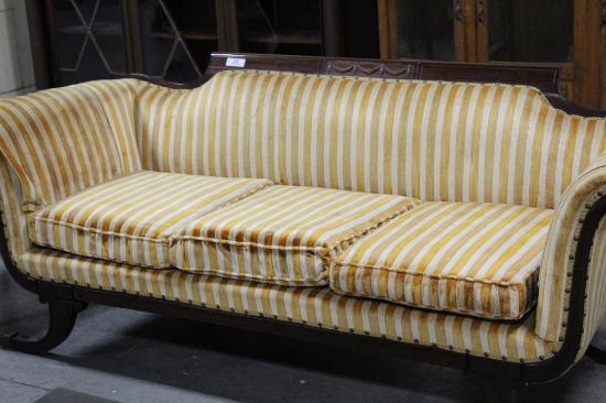 DUNCAN PHYFE SOFA WITH BRASS CLAW FEET, 76" WIDE