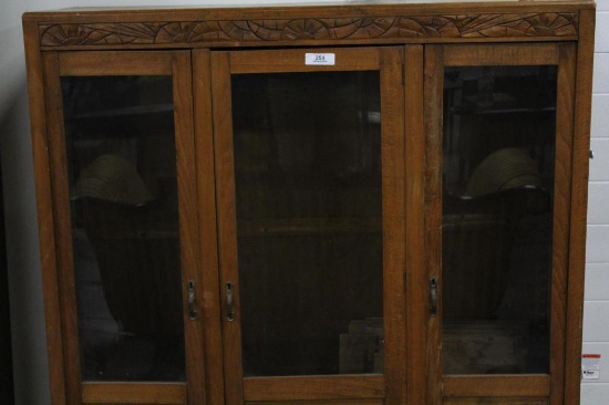 MAPLE 3-DOOR BOOKCASE, 51" X 17" X 56"