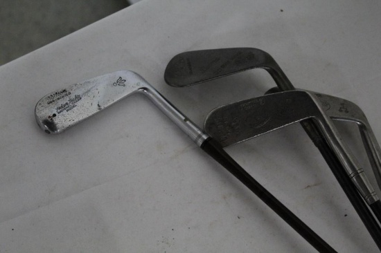 4 PUTTERS - VULCAN BURMA SPADE MASHIE, WILSON OGG-MENTED, DURALITE 10X PUTT
