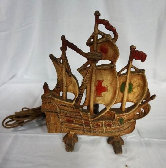 CAST IRON SHIP LAMP, 12" TALL