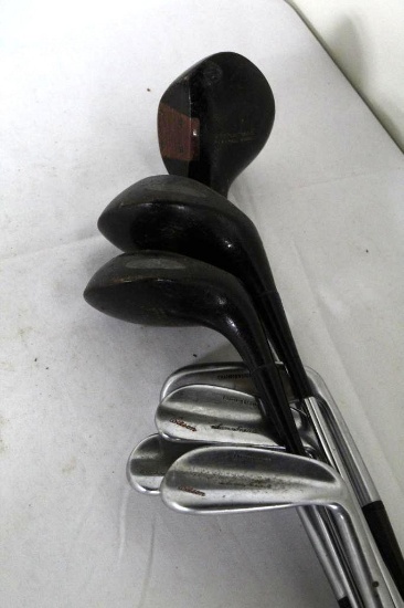 8 CLUBS - 3 WOODS, 2,3,5,7, PUTTER - PARTIAL SAM SNEAD SET