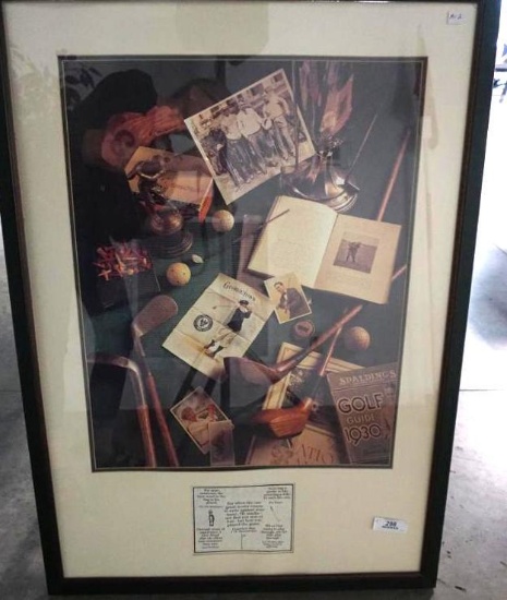 FRAMED GOLF PRINT, 29.5" X 41"
