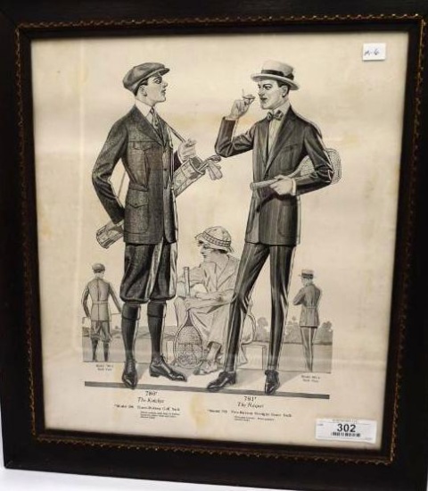 GOLF ATTIRE ADVERTISING PRINT, 19.5" X 24"