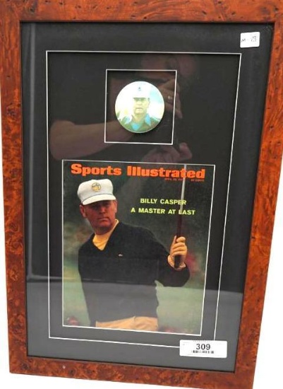 BILLY CASPER SPORTS ILLUSTRATED COVER & BADGE DISPLAY, 20.5" X 14.5"
