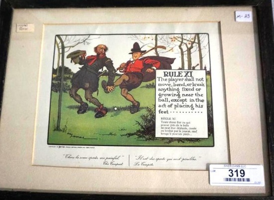 ORIGINAL PERRIER PRINT - GOLF RULE XI, 15.75" X 11.75"
