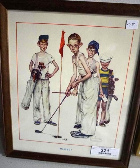 NORMAN ROCKWELL "MISSED!" PRINT, 12.25" X 14.25"