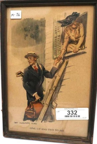 ONE UP AND TWO TO GO - JAMES MONTGOMERY FLAGG PRINT, 11.5" X 7.75"