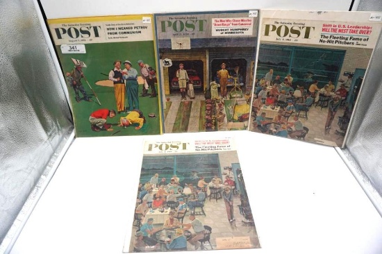 4 SATURDAY EVENING POST COVERS - 2 OF JULY 8, 1961, AUG.6, 1955, APRIL 25,