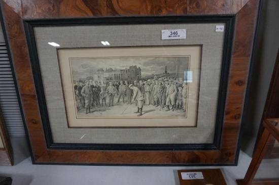 2 FRAMED GOLF PRINTS, 28" X 22"