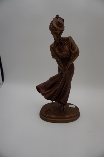 LADY GOLFER STATUE, 16" TALL