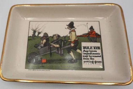 HAND-COLORED TRAY - GOLF RULE XVII