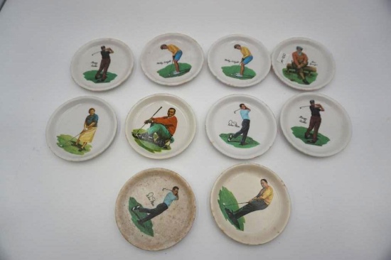 10 MINIATURE TRAYS WITH WILSON GOLFERS: MICKEY WRIGHT, GEORGE ARCHER, DAVE