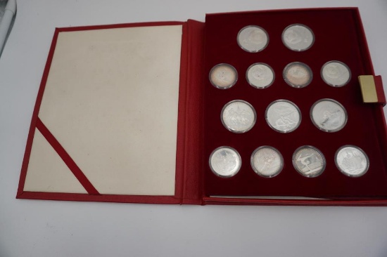 1980 OLYMPIC COINS FROM THE 1ST MOSCOW OLYMPICS - 28 SILVER COINS IN PRESEN