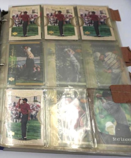 BOOK OF TRADING CARDS - MOSTLY TIGER WOODS BUT HAS OTHER PROS & LEGENDS