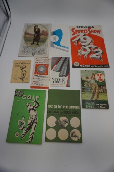 8 GOLF BOOKLETS: 1952 SPALDING SPORTS SHOW, CORTICELLI YARN BOOK, VULCAN SE