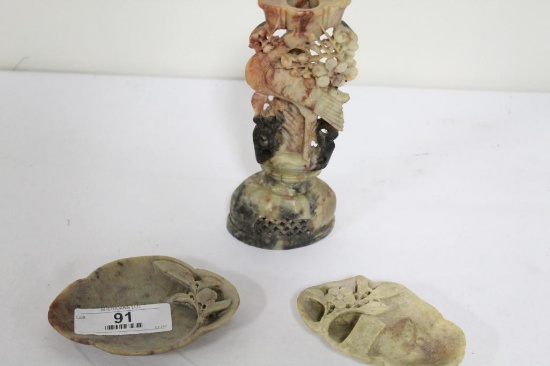 (3) PIECES CARVED SOAPSTONE