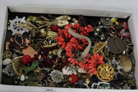 LARGE FLAT OF COSTUME JEWELRY
