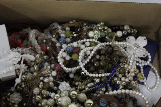 LARGE FLAT OF COSTUME JEWELRY