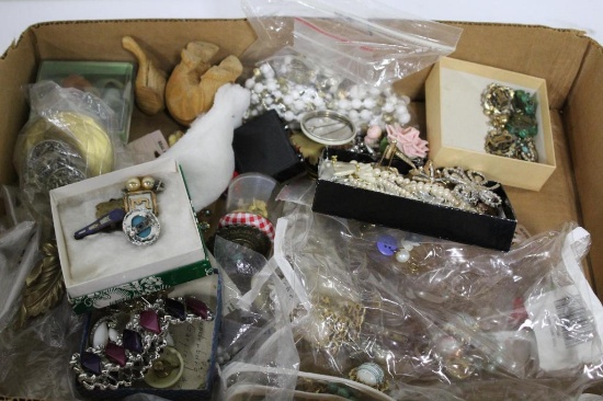 LARGE FLAT OF COSTUME JEWELRY