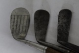 3 MACGREGOR CLUBS - PUTTER, DURALITE NIBLICK, J. MACGREGOR OFFSET PUTTER WI