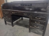 LARGE MAHOGANY ROLL TOP DESK, 71