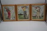 3 MACGREGOR ADVISORY STAFF PRINTS - BYRON NELSON, TOMMY ARMOUR, JIMMY DEMAR