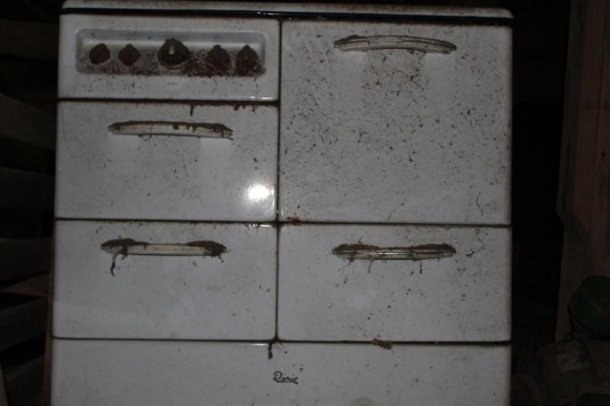 (2) OLD DOORS; DIXIE PORCELAIN STOVE; 8-HP KOEHLER MOTOR