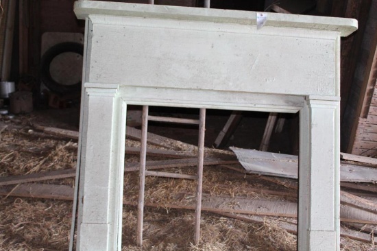 (3) EARLY MANTLES; PINE CUPBOARD; (2) LARGE GENERAL STORE DOORS