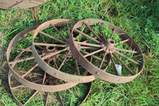 SET OF (4) CAST IRON IMPLEMENT WHEELS - 25"