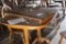 OAK TABLE, (2) HOOP-BACK CHAIRS