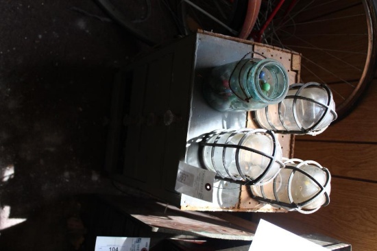 MARBLES, INDUSTRIAL LIGHT COVERS, SMALL 5-DRAWER CABINET