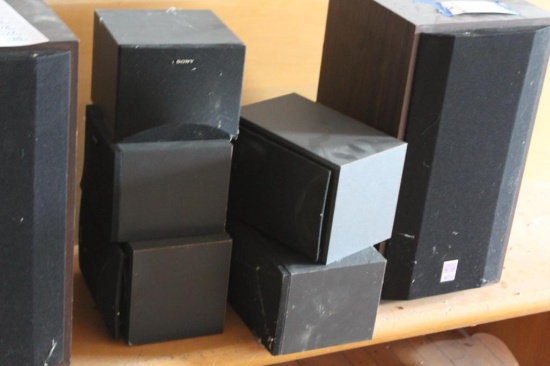 (2) CERWIN VEGA SPEAKERS, (4) SONY SPEAKERS