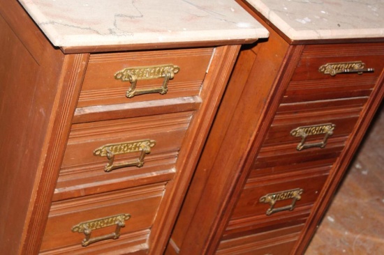 (2) VICTORIAN MARBLE TOP COMMODE