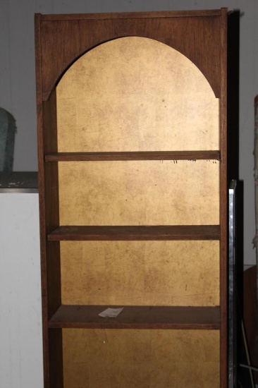 PINE BOOKCASE, (2) 4' X 5' X 13 GLASS SHOWCASES (1 BROKEN GLASS)