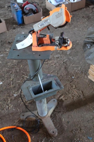 CHICAGO CHAINSAW SHARPENER ON METAL STAND