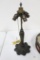 4-LIGHT SLAG GLASS LAMP, BASE MARKED ROYAL ART GLASS CO., LEADED FRAMWORK A