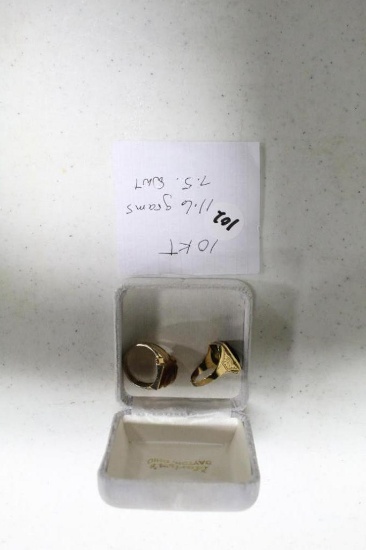 7.5 DWT, 10K GOLD, (2) MEN'S CAMEO RINGS; WEIGHT INCLUDES CAMEO