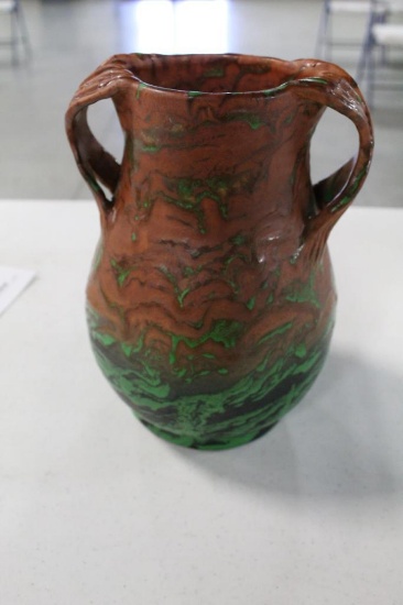 WELLER GREORA TWO-HANDLED VASE, 9"