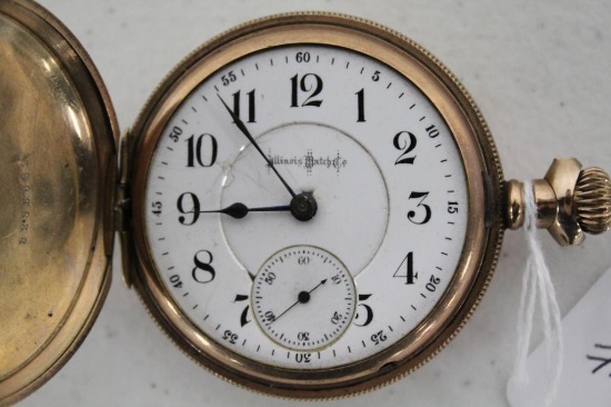 ILLINOIS POCKET WATCH (RAILROAD GRADE; HUNT CASING) W/SERIAL #1382044 & THE