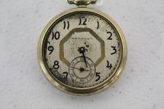 HAMPDEN POCKET WATCH (NON-RAILROAD GRADE; OPEN FACE CASING) W/SERIAL #37203