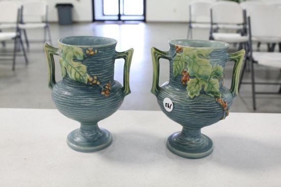 PAIR OF ROSEVILLE BUSH BERRY VASES, 6"